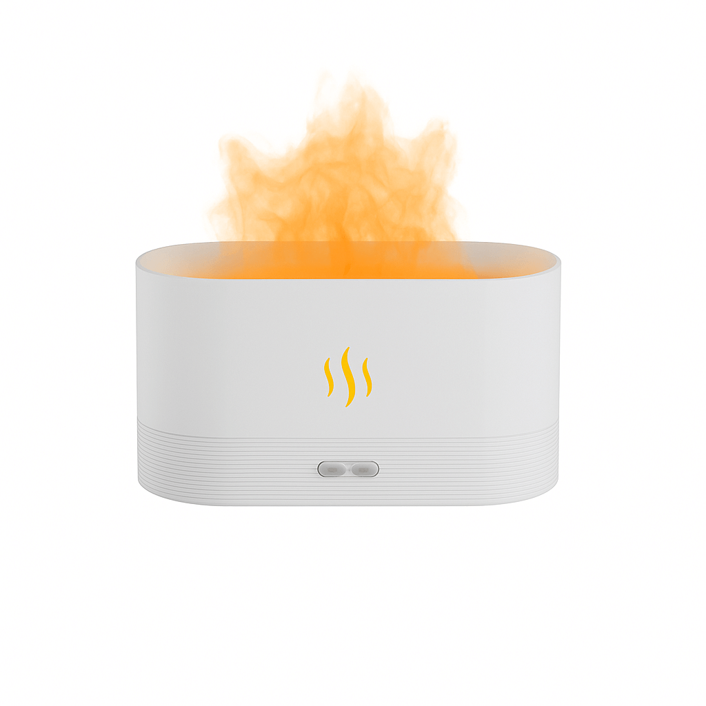 Humidifire humidifier showcasing warm flame effect, enhancing ambiance and air quality in your space.